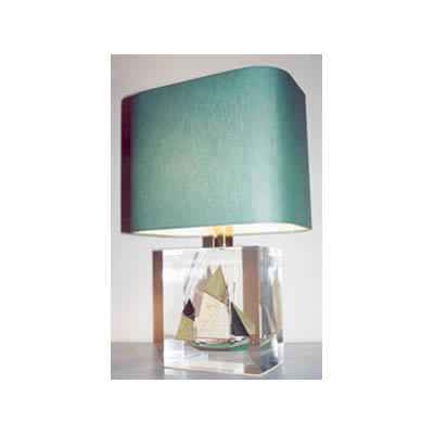 Petite Lampe Rectangle Thonier CC 798 Vert Abat-jour Rectangle Vert Fonc-110