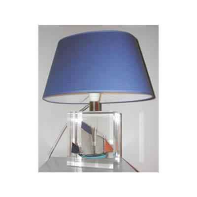 Petite Lampe Chaloupe Can 23 Bleu Abat-jour Ovale Bleu Fonc-85-1