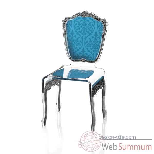 Chaise baroque bleue Acrila - 0003