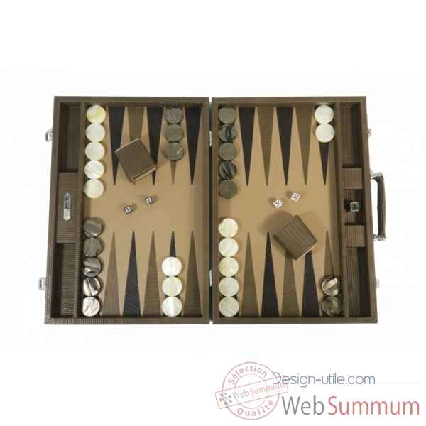 Backgammon camille cuir couture competition terre -B671L-t
