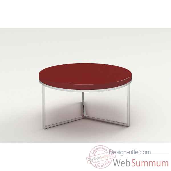 Table basse ronde laquee & inox rouge Marais International -SAT80LR