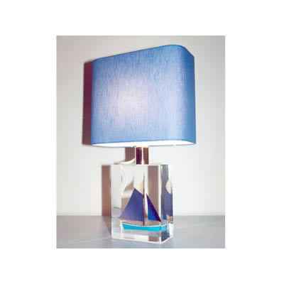 Mini Lampe Petite Barque Bleu Abat-jour Rectangle-74