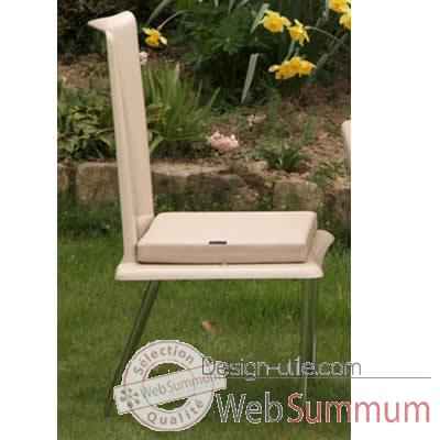 Chaise haute design Saint Tropez blanche coussin blanc, pieds chromés Art Mely - AM29