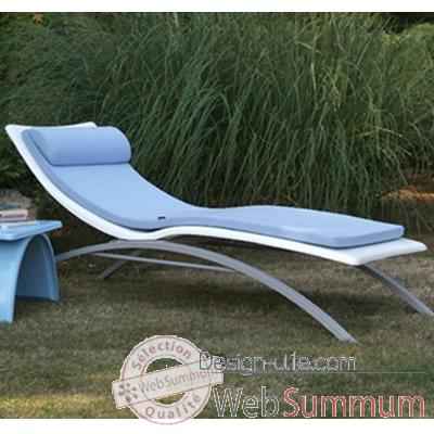 Chaise longue design Vagance blanche matelas bleu clair Art Mely - AM10