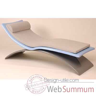 Chaise longue design Vagance bleue claire, grise matelas gris  Art Mely - AM05