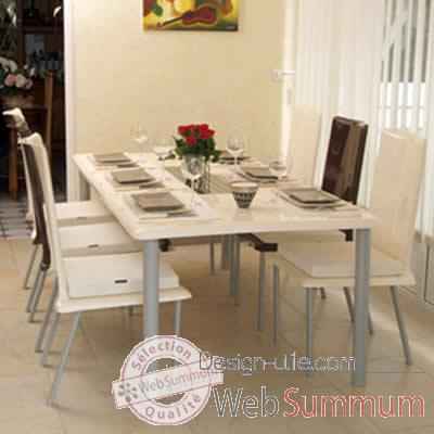 Table repas design Saint Tropez blanche pieds laques Art Mely - AM27
