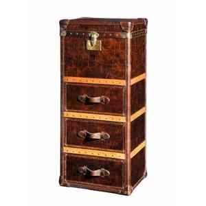 Malle winchester en cuir couleur cigare avec finition en croco et 3 tiroirs h 1230 x 520 x 420 Arteinmotion BAU-W IN0016