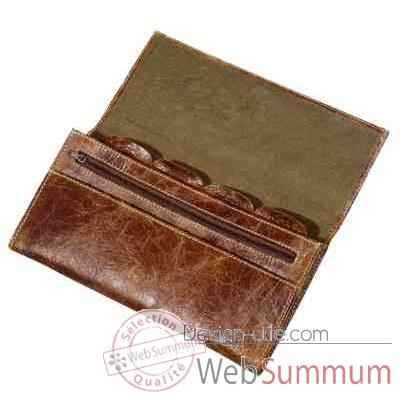 Porte-documents gulliver en cuir couleur cigare avec finition en croco h 140 x 240 x 23 Arteinmotion COM-BOR0044