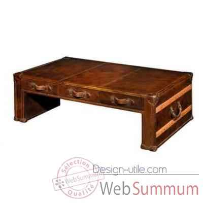 Table basse en cuir couleur cigare h 450 x 1310 x 810 Arteinmotion TAV-DES0005