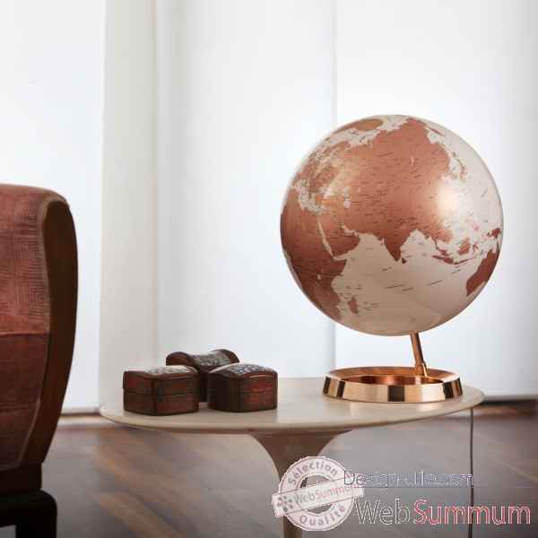 Globe lumineux light and colour metal cuivre en anglais
