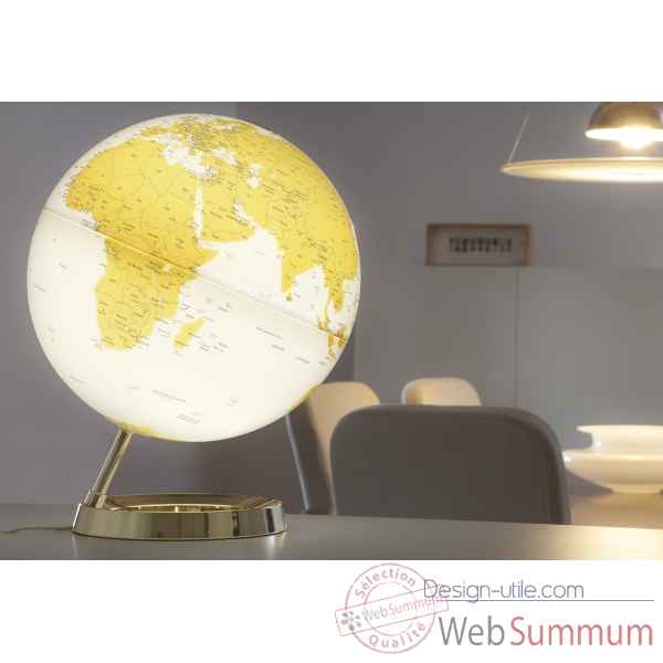 Globe lumineux light and colour metal gold en anglais