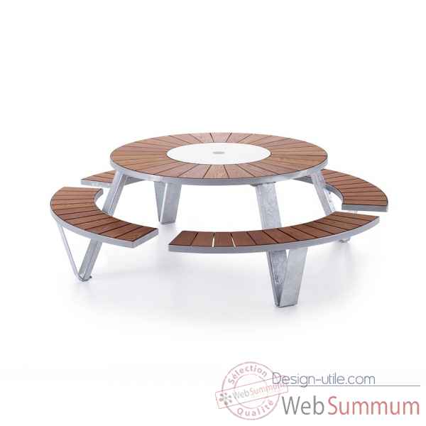 Table picnic pantagruel cadre & pieds en acier galvanise, h.o.t.wood Extremis -PAGH