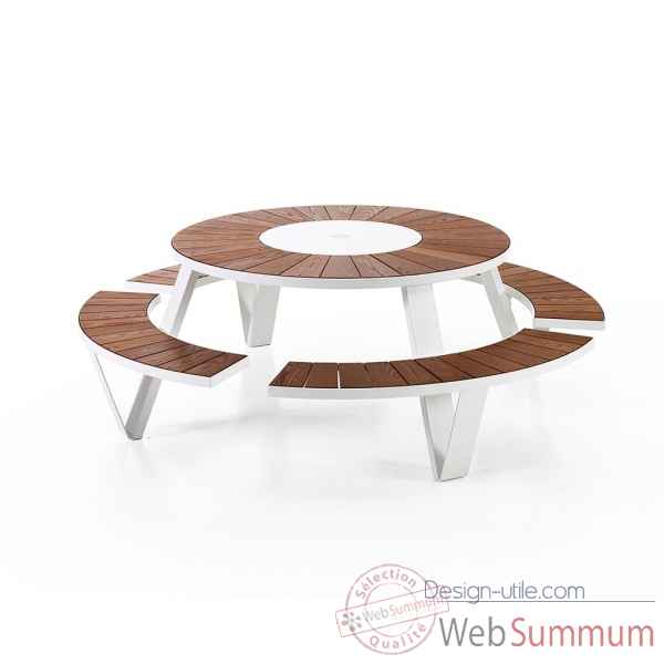 Table picnic pantagruel cadre & pieds laque blanc, h.o.t.wood Extremis -PAWH