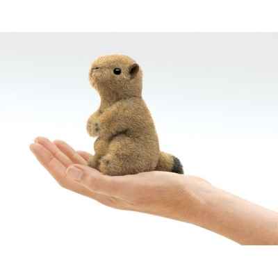 Marionnette  doigt mini peluche chien de prairie folkmanis 2744