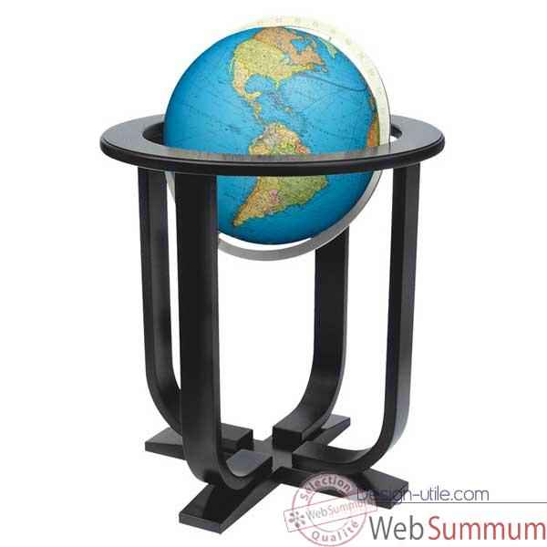 Globe géographique Colombus lumineux - modèle Prestige  - sphère 40 cm, méridien métal aluminium-CO2040501