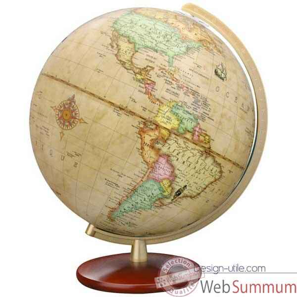 Globe géographique Colombus lumineux - modèle DUPLEX Antique - sphère 30 cm-CO603052