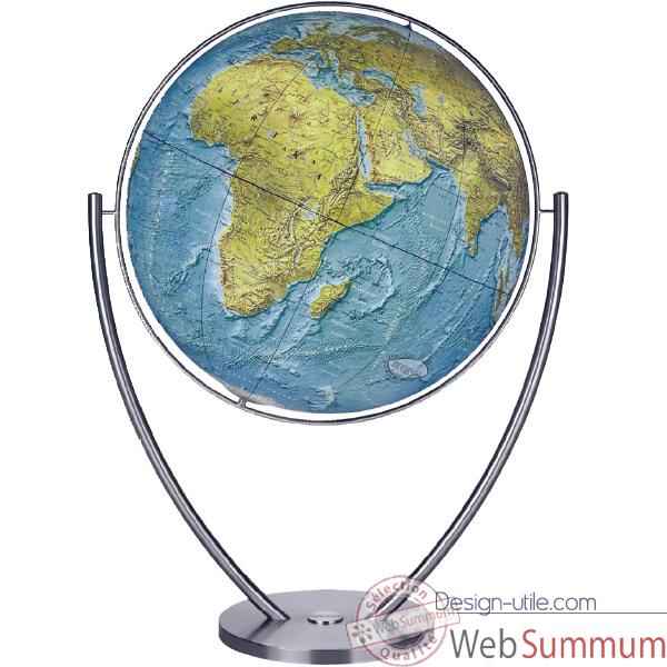 Globe geographique Columbus lumineux - modele Magnum - sphere 111 cm Duo, pied acier-CO2011182