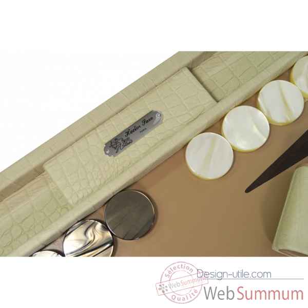 Backgammon alain cuir facon alligator competition cannelle -B672-ca -1