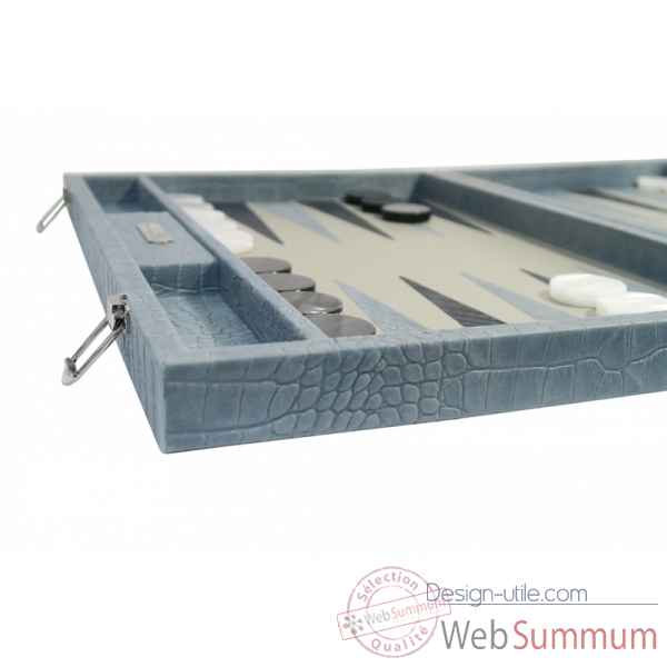 Backgammon alain cuir facon alligator competition ciel -B672-c -6
