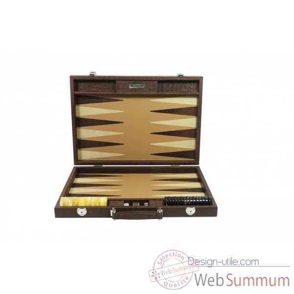 Backgammon alain cuir facon alligator competition havane -B672-h -9
