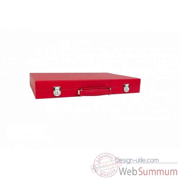 Backgammon baptiste cuir buffle competition rouge -B652-r -3