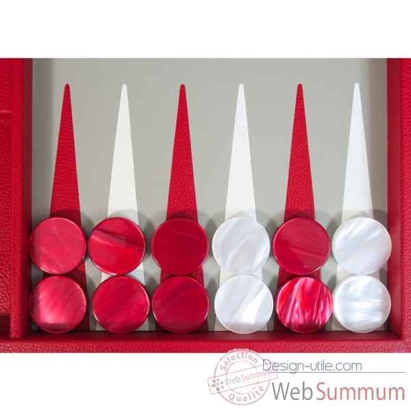 Backgammon baptiste cuir buffle competition rouge -B652-r -4