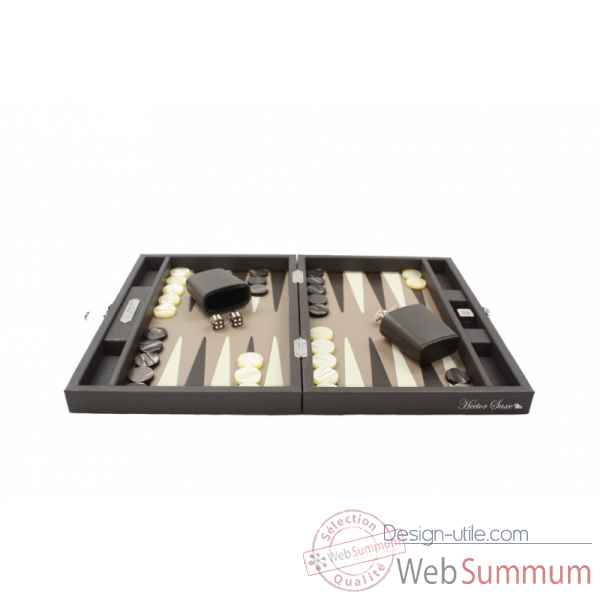 Backgammon baptiste cuir buffle medium chocolat -B52L-c -10