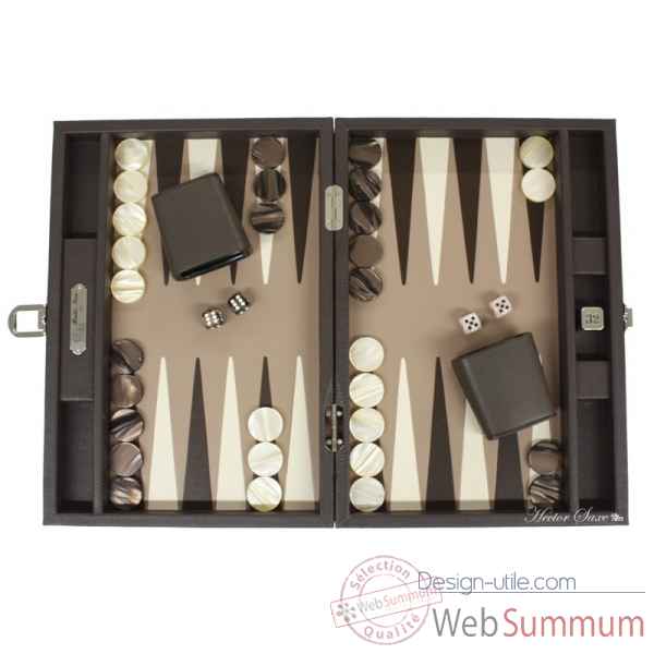 Backgammon baptiste cuir buffle medium chocolat -B52L-c