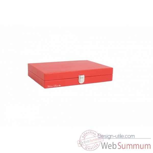 Backgammon basile toile buffle medium rouge -B20L-r -5
