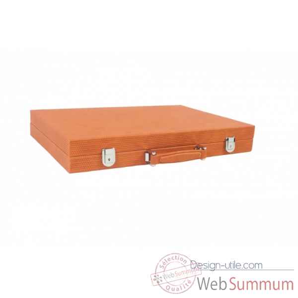 Backgammon camille cuir couture competition orange -B671L-o -2
