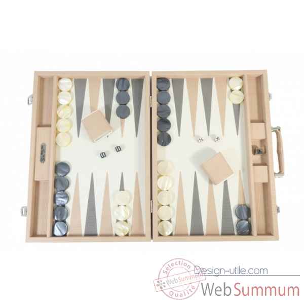Backgammon camille cuir couture competition poudre -B671L-p