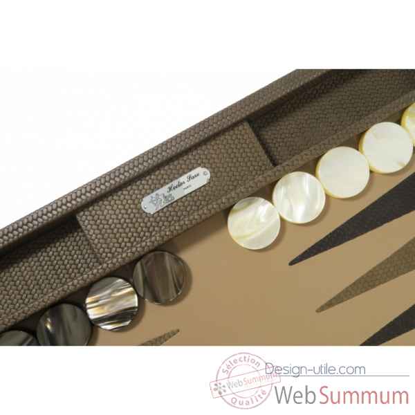 Backgammon camille cuir couture competition terre -B671L-t -3