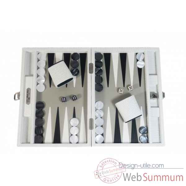 Backgammon camille cuir couture medium blanc -B71L-b