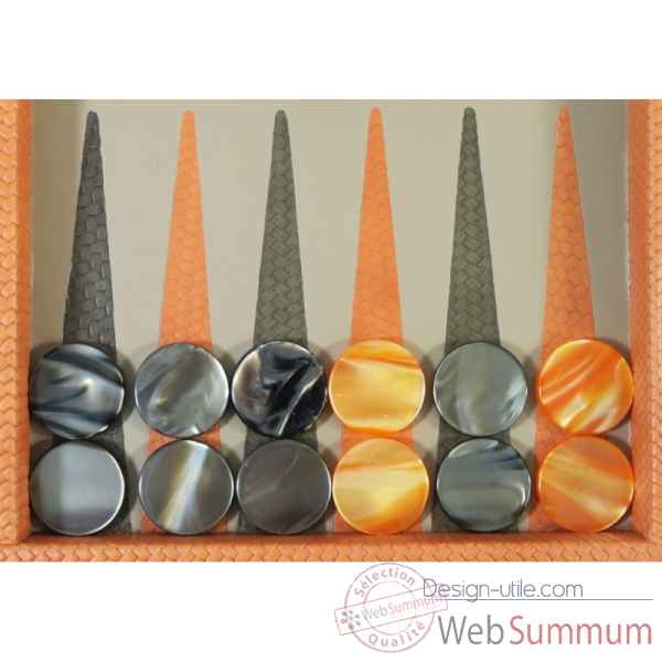 Backgammon camille cuir couture medium orange -B71L-o -1