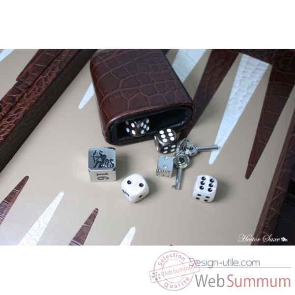 Backgammon charles cuir impression crocodile medium chocolat -B58L-c -3