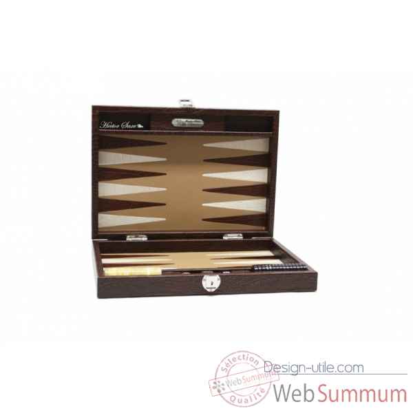 Backgammon charles cuir impression crocodile medium chocolat -B58L-c -6