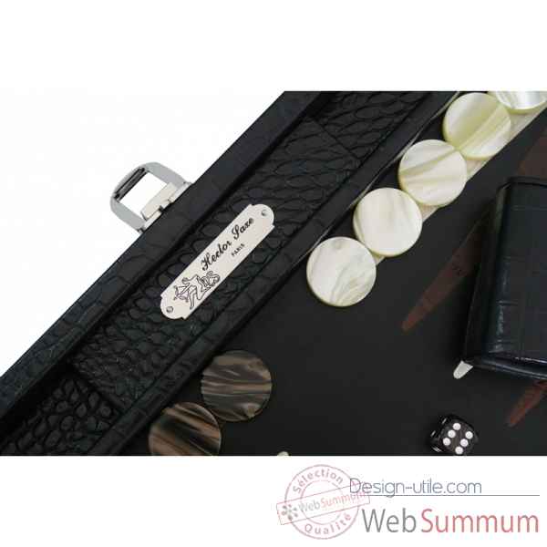 Backgammon charles cuir impression crocodile medium noir -B58L-n -3