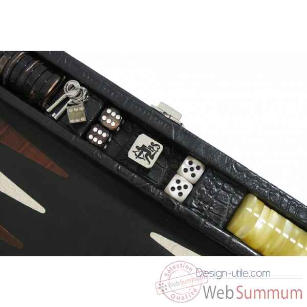 Backgammon charles cuir impression crocodile medium noir -B58L-n -6