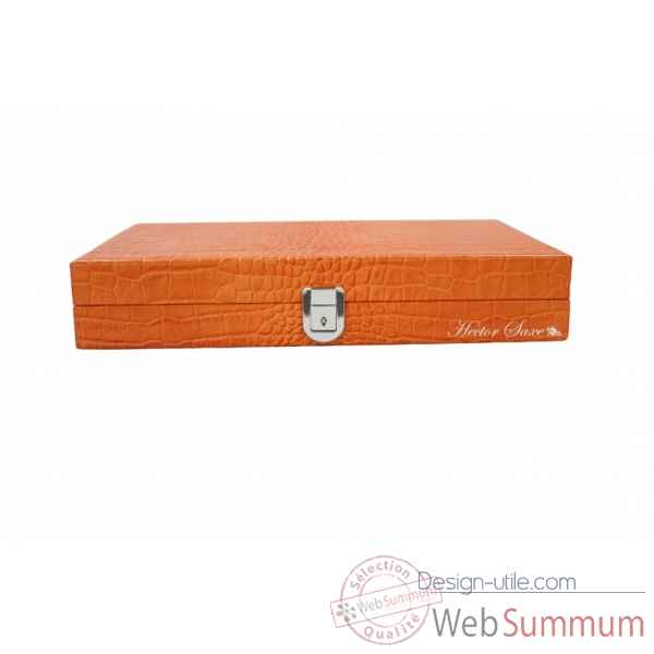 Backgammon charles cuir impression crocodile medium orange -B58L-o -6