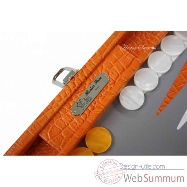 Backgammon charles cuir impression crocodile medium orange -B58L-o -8