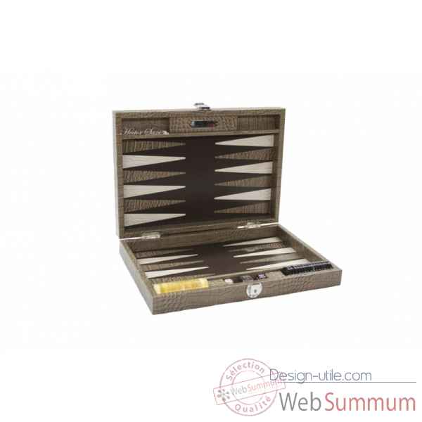 Backgammon charles cuir impression crocodile medium taupe -B58L-t -9