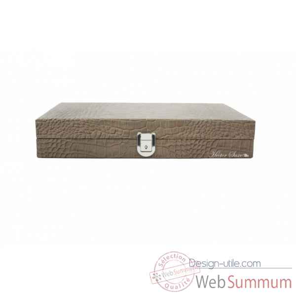 Backgammon charles cuir impression crocodile medium taupe -B58L-t -11