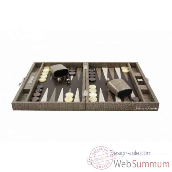 Backgammon charles cuir impression crocodile medium taupe -B58L-t -1
