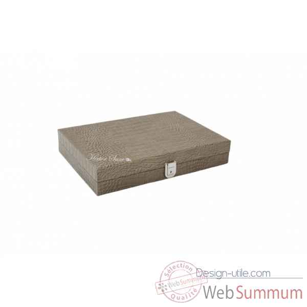 Backgammon charles cuir impression crocodile medium taupe -B58L-t -3