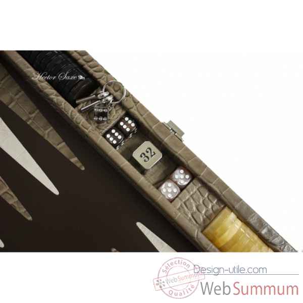 Backgammon charles cuir impression crocodile medium taupe -B58L-t -4