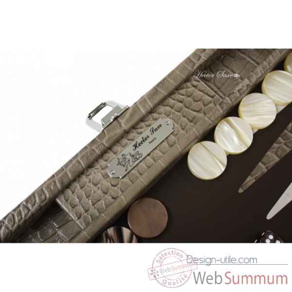 Backgammon charles cuir impression crocodile medium taupe -B58L-t -5