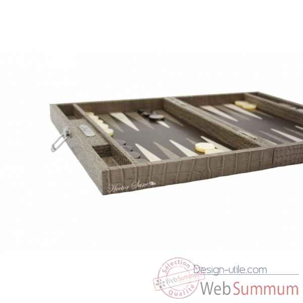 Backgammon charles cuir impression crocodile medium taupe -B58L-t -7