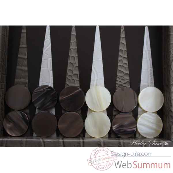 Backgammon charles cuir impression crocodile medium taupe -B58L-t -8