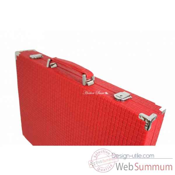 Backgammon noe cuir natte competition rouge -B667-r -10