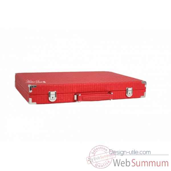 Backgammon noe cuir natte competition rouge -B667-r -2